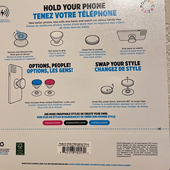 NWT set of 3 pop sockets 3 phone grips/stands with swappable tops exclusive - Picture 8 of 12